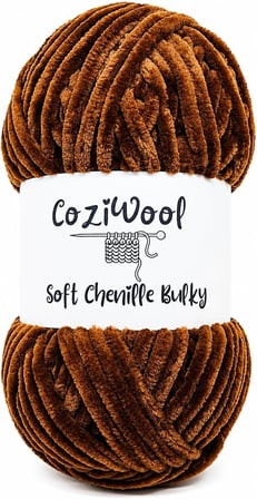 5'li Paket 5x100 Gr. 120 Mt., Soft Chenille Bulky%100 Mikro Polyester, Amigurumi, Oyuncak, Bebek Battaniyesi, Yumuşak, Lüks & Canlı Renkler, 1039-Kahverengi