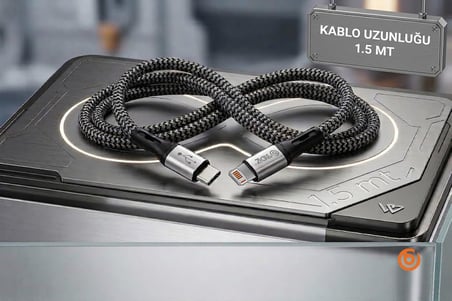USB-C - Lightning 1,5 m 27W Hızlı Şarj Kablosu, iPhone 14/13/12/11, iPad, AirPods Uyumlu, Siyah