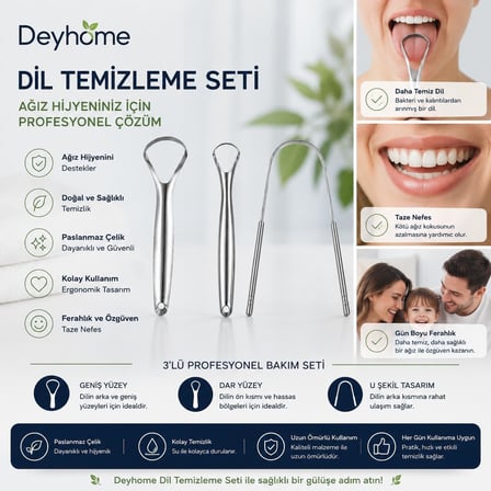 Profesyonel Dil Temizleme Seti Paslanmaz Çelik Dil Kazıyıcı Ağız Hijyen Aparatı