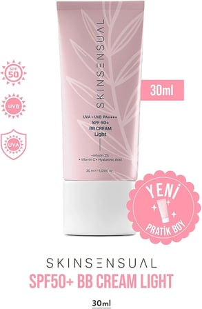 Sensual SPF50+ PA++++ Kapatıcı BB Krem Light 30 ml | Leke Karşıtı, Aydınlık Cilt Görünümü | UVA+UVB Koruma