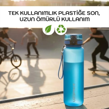 Büyük Boy Suluk - 1000 ml Soft-Touch Tritan Renkli Matara (Kahve)