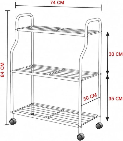 3 Katlı Metal Tekerlekli Çok Amaçlı Raf – Çiçeklik, Mutfak Rafı, Banyo Organizeri, Dekoratif Metal Stand, Gold (GOLD)