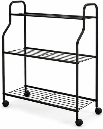 3 Katlı Metal Tekerlekli Çok Amaçlı Raf – Çiçeklik, Mutfak Rafı, Banyo Organizeri, Dekoratif Metal Stand, Gold (GOLD)