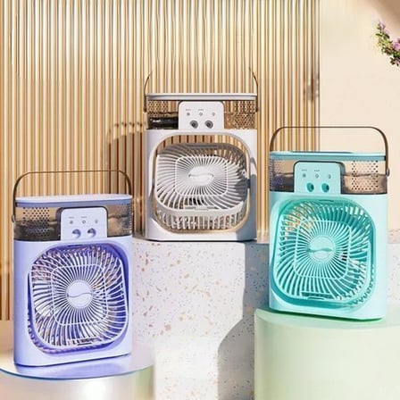 Masaüstü Taşınabilir Sulu Hava Soğutucu Fan - 600ml Su Depolu Mini Hava Klima, 3 Kademeli Hız, Renkli LED Gece Lambası, 60° Ayarlanabilir Açı, USB İle Çalışan Sessiz Vantilatör & Nemlendirici