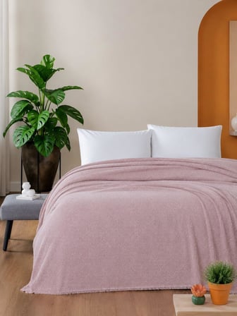 Çift Kişilik Pike Pamuklu Yatak Örtüsü 220x230 Pembe