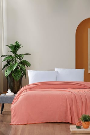 Çift Kişilik Pike Pamuklu Yatak Örtüsü 220x230 Pembe