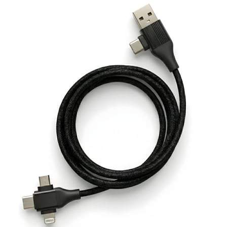 USB Type-C 5'i 1 Arada Çoklu Hızlı Şarj Kablosu Micro Usb 1m Siyah