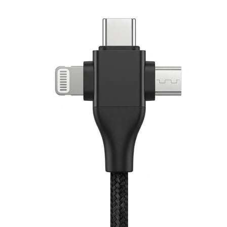 USB Type-C 5'i 1 Arada Çoklu Hızlı Şarj Kablosu Micro Usb 1m Siyah