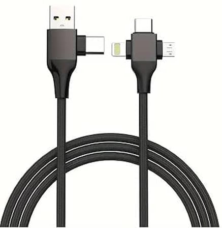 USB Type-C 5'i 1 Arada Çoklu Hızlı Şarj Kablosu Micro Usb 1m Siyah