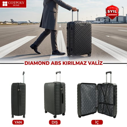 Pearl Büyük Boy Bavul, ABS Valiz, ABS Büyük Boy Valiz (Siyah-Large)