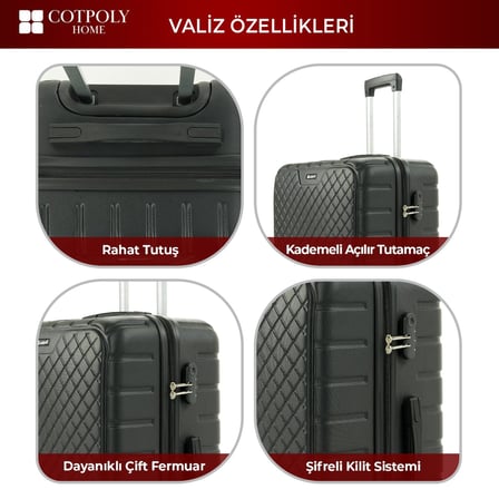 Pearl Büyük Boy Bavul, ABS Valiz, ABS Büyük Boy Valiz (Siyah-Large)