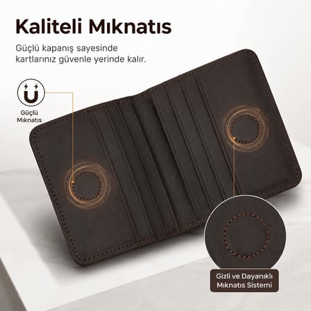 Hakiki Deri Kartlık Cüzdan - Erkek Kadın 16 Bölmeli Mıknatıslı İnce Cüzdanı - Kahverengi Lüks Minimalist Cep Düzenleyici - Kaliteli El İşçiliği Şık Tasarım - Kredi Kartılık Fonksiyonel Bölme