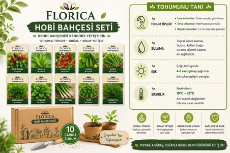Bahçesi Seti 10 Çeşit Sebze Tohumu Seti Toplam 50 Gr Evde Bahçe Balkon Saksı Tohumu