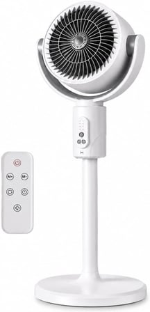 Şarjlı Ayaklı Vantilatör, Uzaktan Kumandalı, 5 Kademeli Hız, Type-C Şarjlı, 120° Otomatik Salınım, 180° Açı Ayarlı, 1-8 Saat Zamanlayıcı, 3 Yükseklik Ayarlı, Sessiz Brushless Motor, 10W