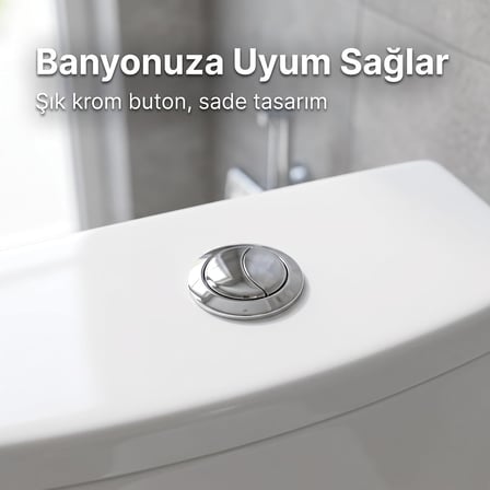 Çift Kademeli 3/6 L Krom Butonlu Alttan Su Girişli Sessiz Dolum Valfli Universal Klozet Rezervuar Takımı