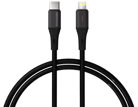 Lightning Uyumlu, 27Watt PD Hızlı Şarj Kablosu, REMORAX Wahoo (1Ad x 1Metre Siyah)