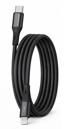Lightning Uyumlu, 27Watt PD Hızlı Şarj Kablosu, REMORAX Wahoo (1Ad x 1Metre Siyah)