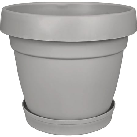 Tabaklı Delikli Plastik Çiçek Saksısı, 34 cm 15 Lt, 1 Adet, Bej