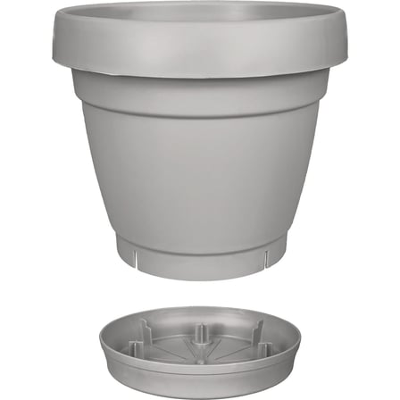Tabaklı Delikli Plastik Çiçek Saksısı, 34 cm 15 Lt, 1 Adet, Bej