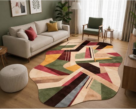 Baskı Pamuk Dokuma Kaymaz Taban Salon Halısı – Antre, Koridor ve Oda İçin, Çok Renkli, 120 x 180