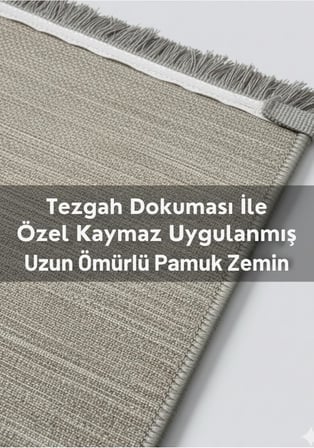 Baskı Pamuk Dokuma Kaymaz Taban Salon Halısı – Antre, Koridor ve Oda İçin, Gri-Krem, 120 x 180