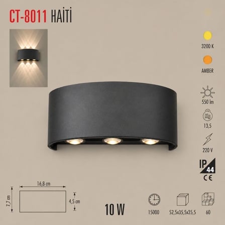 Mekan LED Aplik 10 Watt AMBER Cata Haiti 3'lü Aplik CT-8011A