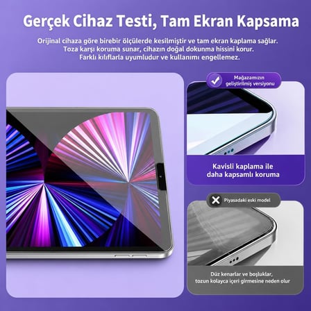 iPad Air 11 2024-2025 ile Uyumlu Kolay Aparatlı Ekran Koruyucu