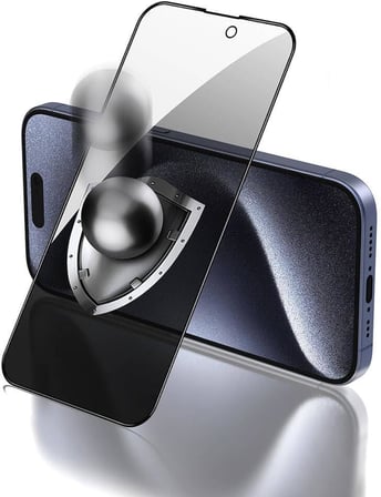 Apple iPhone 17E ile Uyumlu Hayalet Ekran Koruyucu Tam Kaplayan Koruma Cam Rika Privacy Siyah