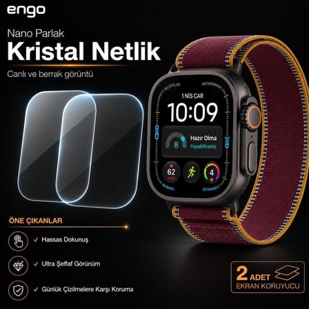 Apple Watch Ultra 4 49mm İle Uyumlu Ekran Koruyucu A3579 Nano Parlak 9H Esnek Cam Çizilmeye Dayanıklı
