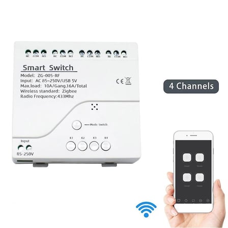 Tuya Zigbee 4CH RF433 Akıllı Anahtar Modülü