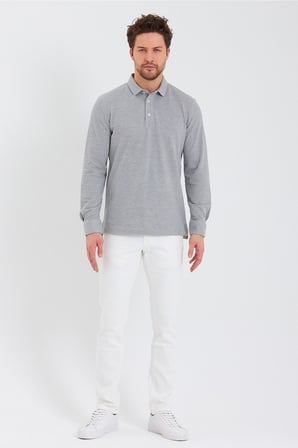 Erkek Polo Yaka Comfort Uzun Kollu Basic Tişört