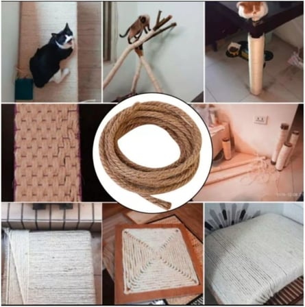 Kedi Tırmalama İpi, 6 mm, 10 Metre, Krem