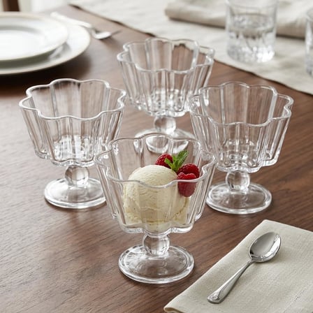 Deconox Alya 3'lü Cam Dondurmalık ve Çerezlik Seti - Modern Tasarımlı Şeffaf Dondurmalık Set, Sosluk ve Dondurma Sunum Kasesi (12x11 cm)