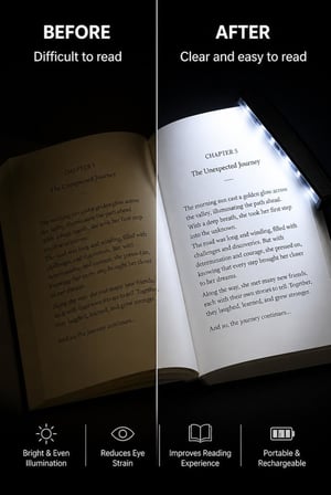 LED Kitap Okuma Işığı, Kitap Arasına Yerleştirilebilir İnce Okuma Lambası, Gece Okuma ve Seyahat İçin Taşınabilir Aydınlatma Paneli