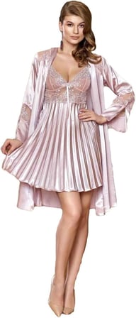 Kadın Pudra Saten Kimono Takim 5355