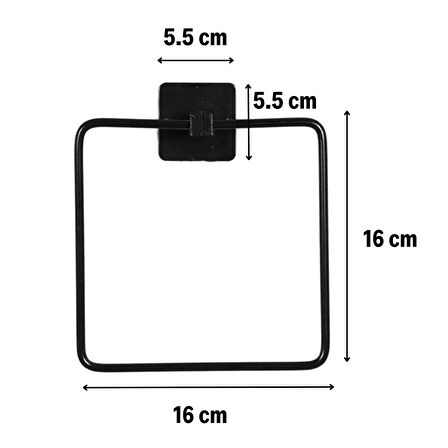 caselka® Kendiliğinden Yapışkanlı Siyah Paslanmaz Metal Kare Havluluk