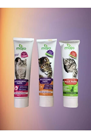 Majo Kedi Maltı Kediler Için Multivatin ,pasta Ve Glukozamin 3x100gr.(TOPLAM 3ADET)