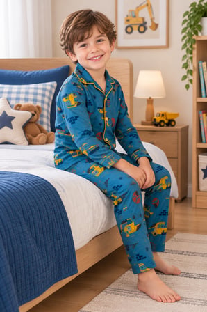 Erkek Çocuk Düğmeli Pijama Takımı 