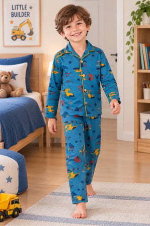 Erkek Çocuk Düğmeli Pijama Takımı 