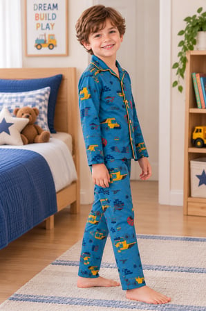 Erkek Çocuk Düğmeli Pijama Takımı 
