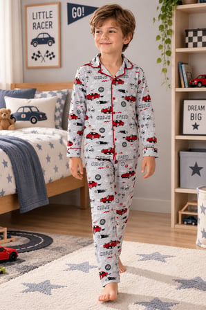 Erkek Çocuk Düğmeli Pijama Takımı 