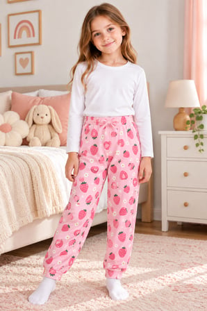 Kız Çocuk 4'lü Paket Süet-Kadife Kumaş Pijama Altı