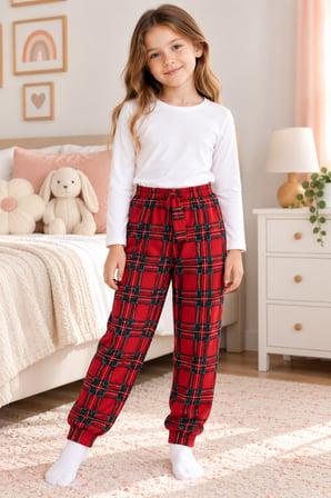 Kız Çocuk 4'lü Paket Süet-Kadife Kumaş Pijama Altı
