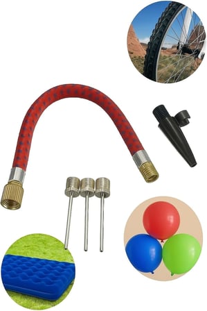 Busstier 5'li Pompa İğne Seti, Top Şişirme Ucu, Esnek Hortum Adaptörlü, Futbol Basketbol Voleybol Topu Pompa İğneleri, Yatak Bot Balon Bisiklet Şişirme Aparatı, Dayanıklı Metal İğne ve Plastik Uç