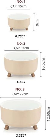 Tripot Saksı (Bej, 3 Boy)