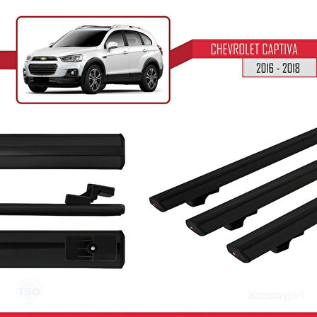 Chevrolet Captiva 2016-2018 Arası ile Uyumlu BASIC Model Ara Atkı Tavan Barı Siyah 3 Adet