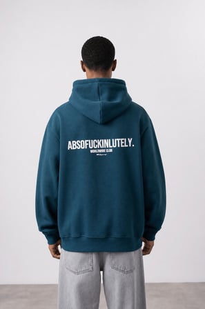 Erkek Absofuckinlutely Baskılı Oversize Hoodie Zümrüt