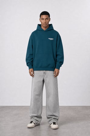 Erkek Absofuckinlutely Baskılı Oversize Hoodie Zümrüt