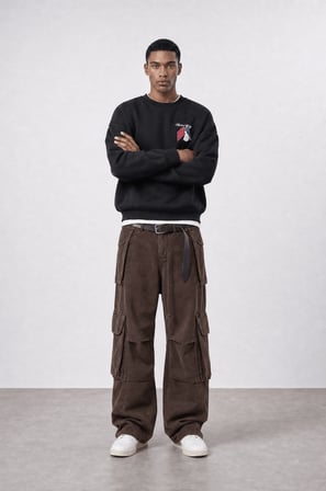 Erkek Members Only Baskılı Oversize Sweatshirt Siyah