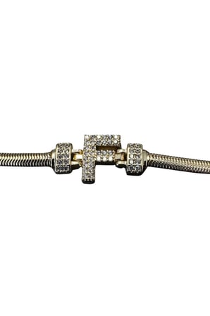 Uretti - Nerman 4053 5177 F Harfli Taşlı Bileklik Gold